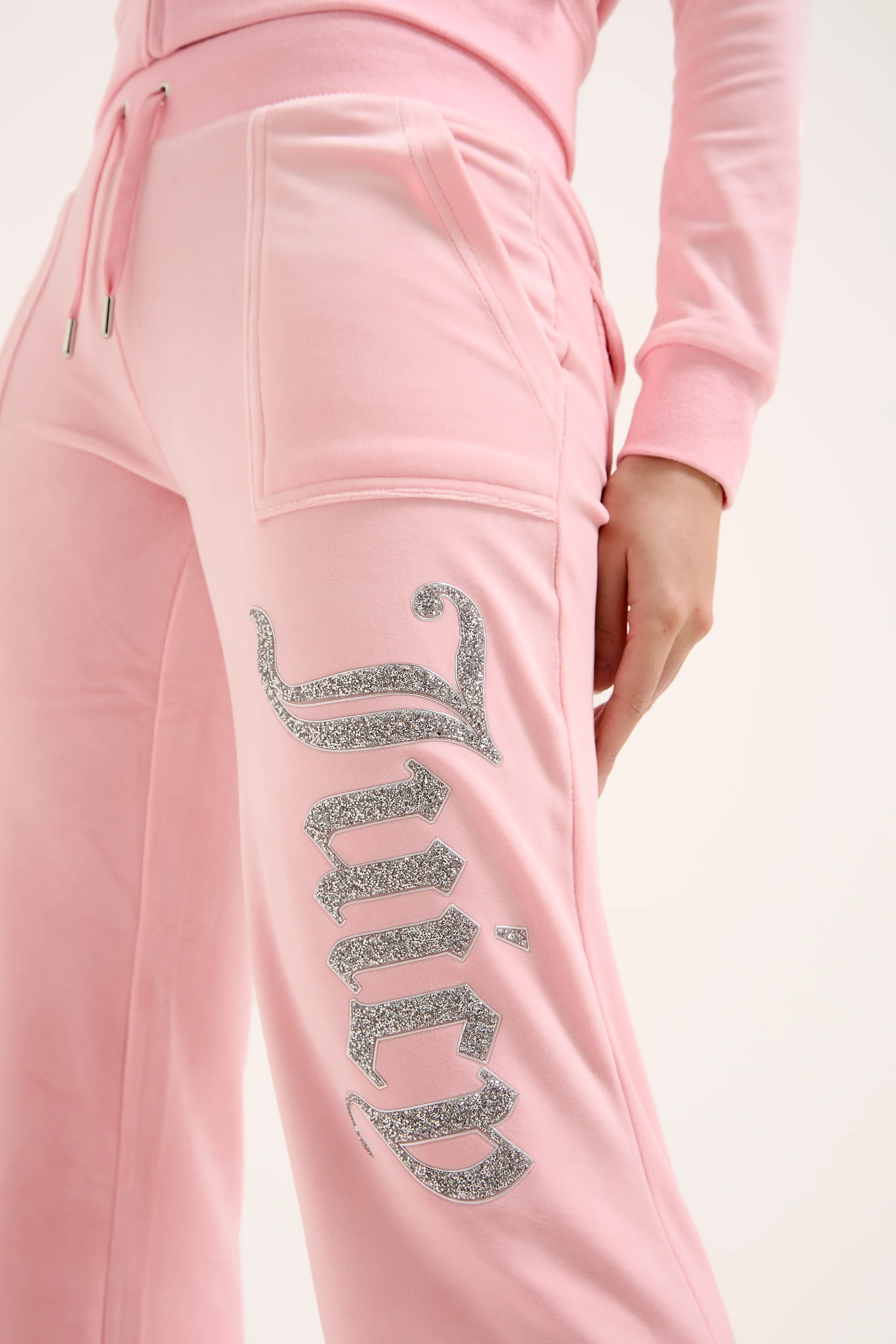 Pantaloni Layla Rosa Juicy a vita bassa con logo strass - Image 5