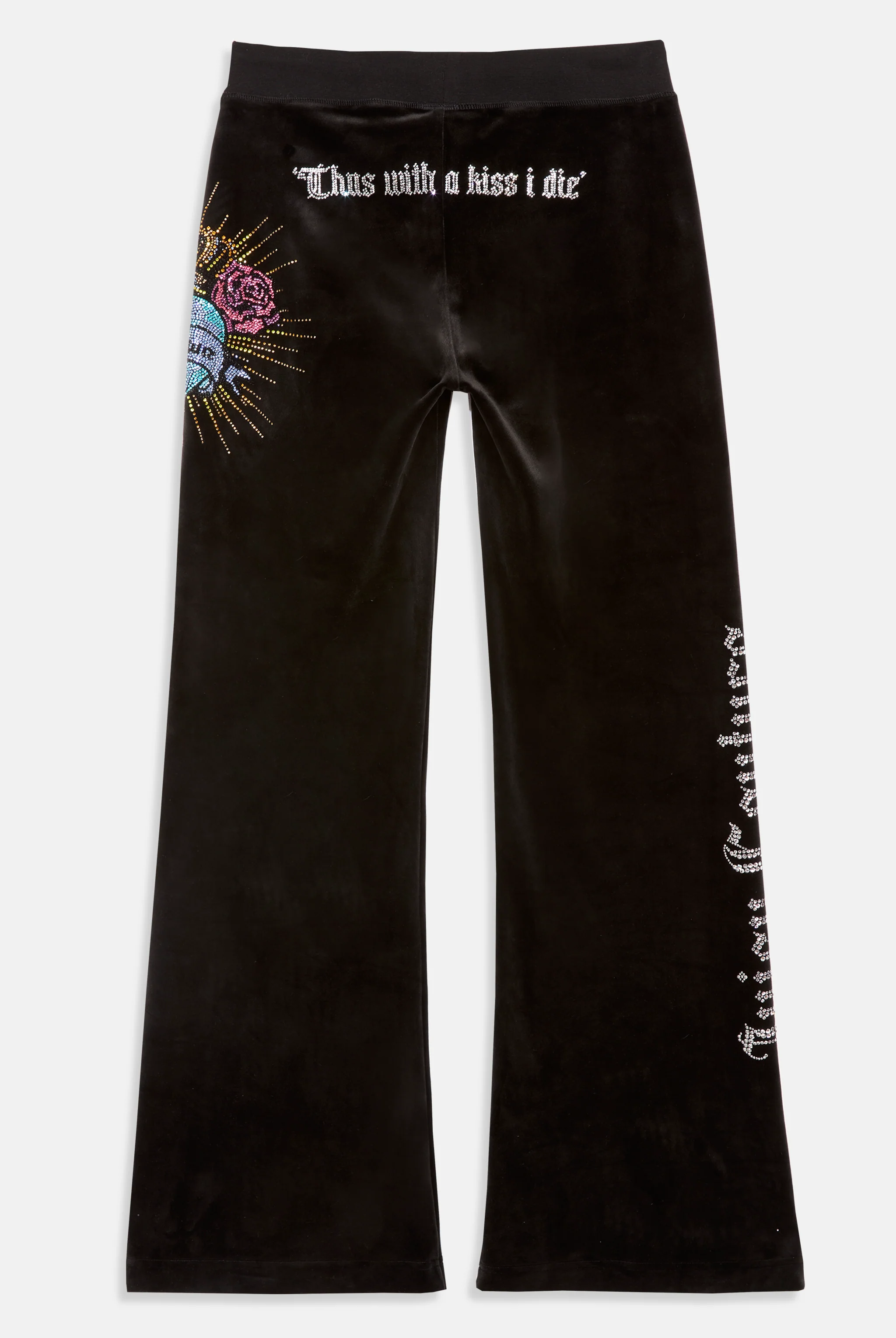 Pantaloni Nero a gamba larga con logo strass Sacred Heart - Image 3