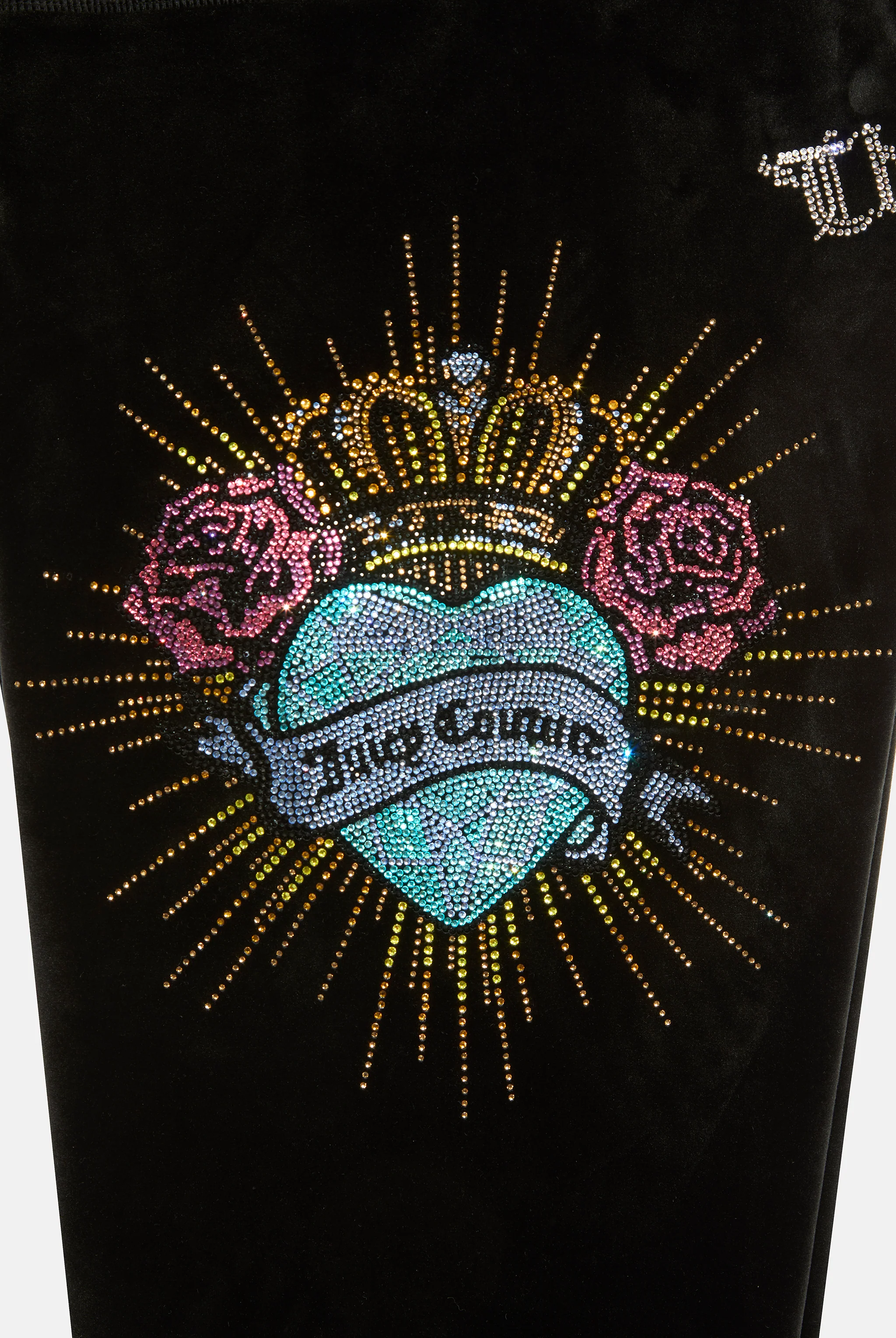 Pantaloni Nero a gamba larga con logo strass Sacred Heart - Image 9