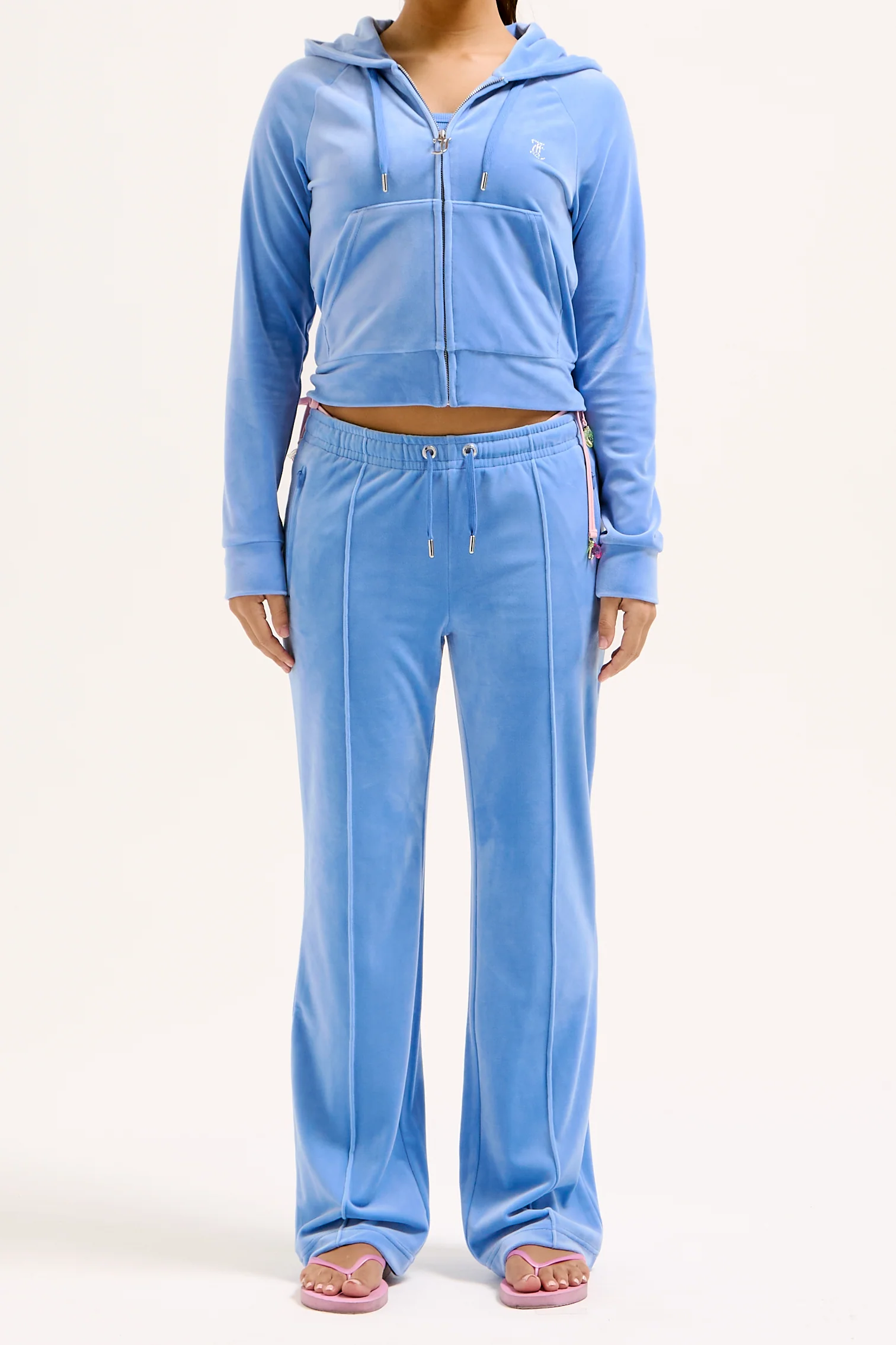 Pantaloni Tina Blu cielo con maxi logo strass - Image 3