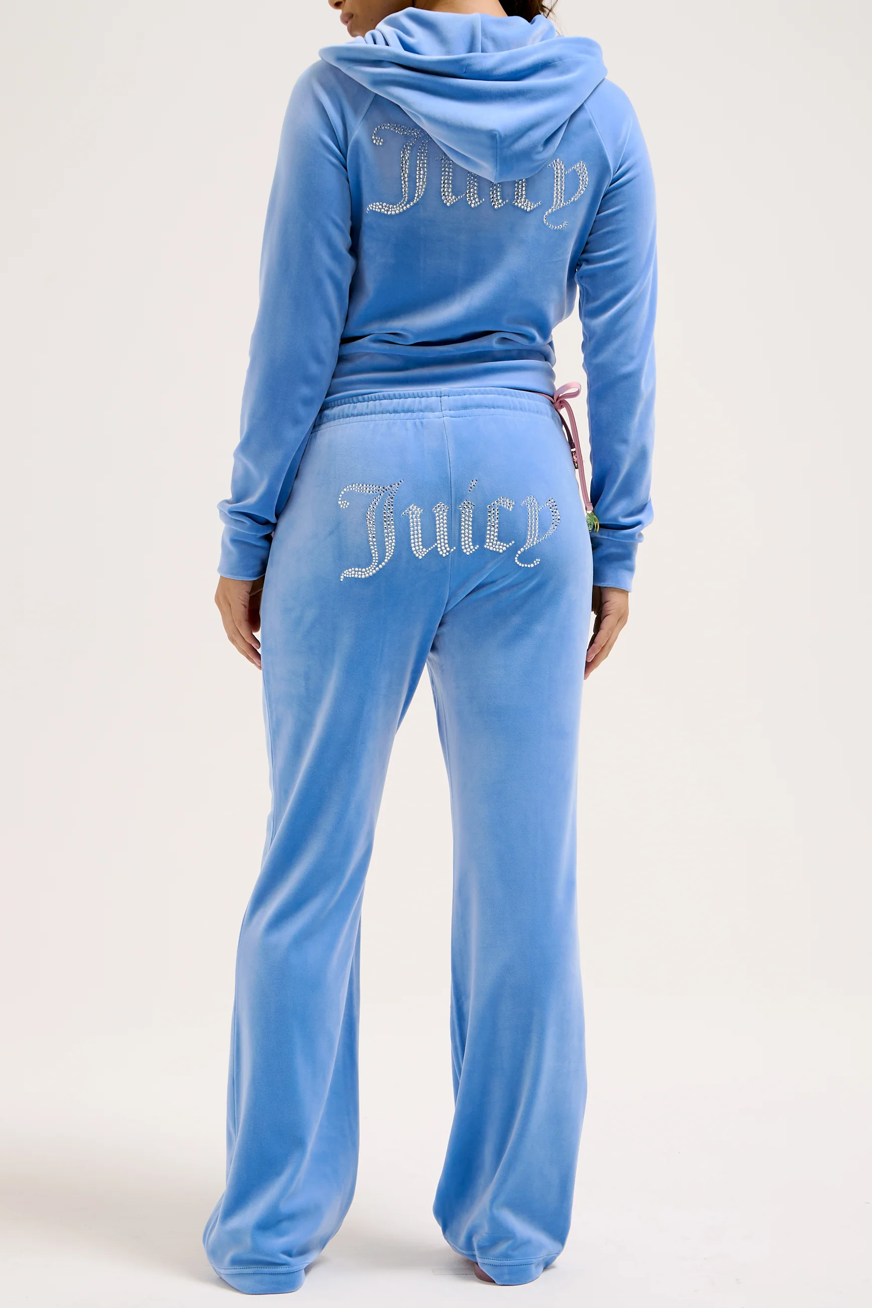 Pantaloni Tina Blu cielo con maxi logo strass - Image 4