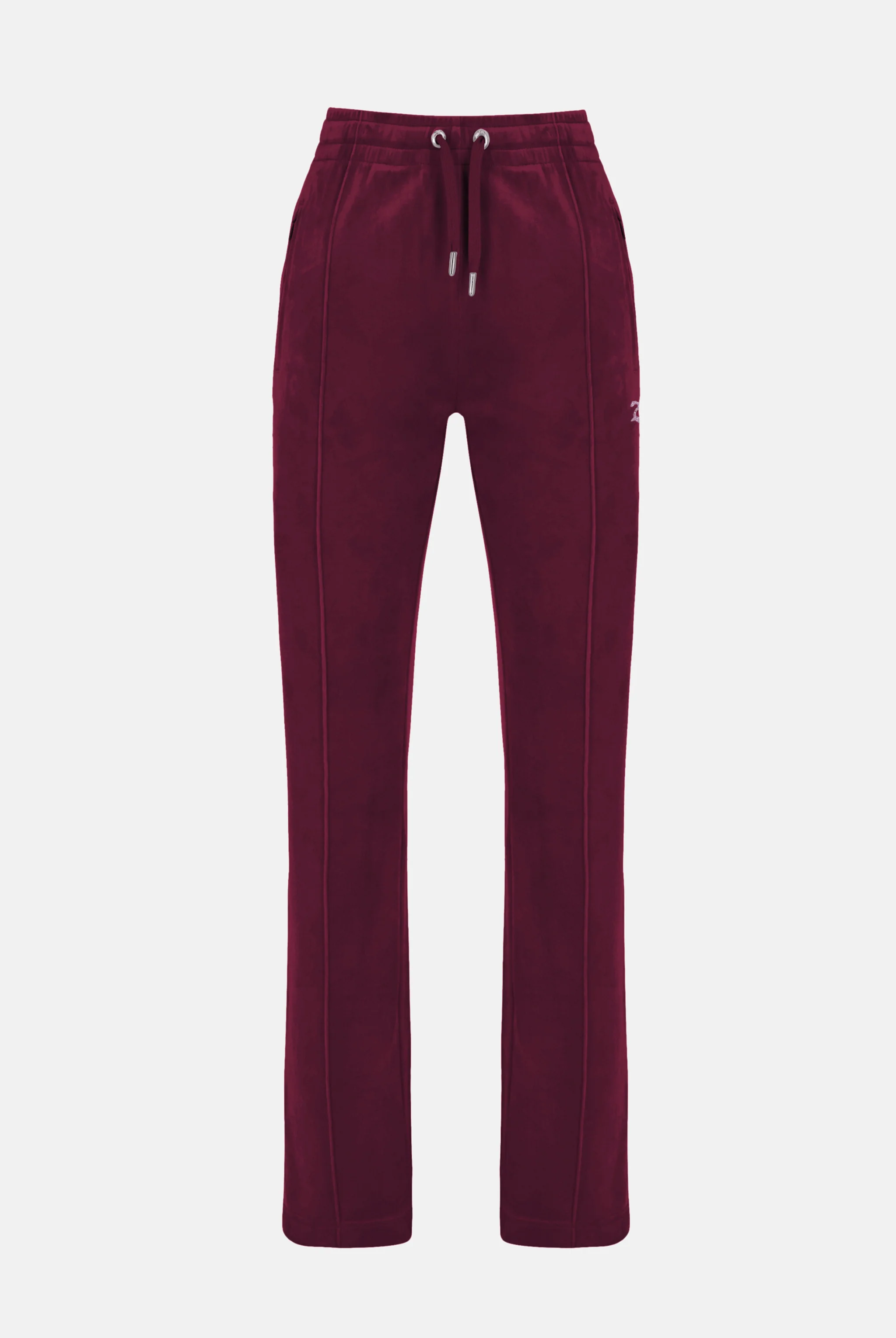 Pantaloni Tina Bordeaux con maxi logo strass