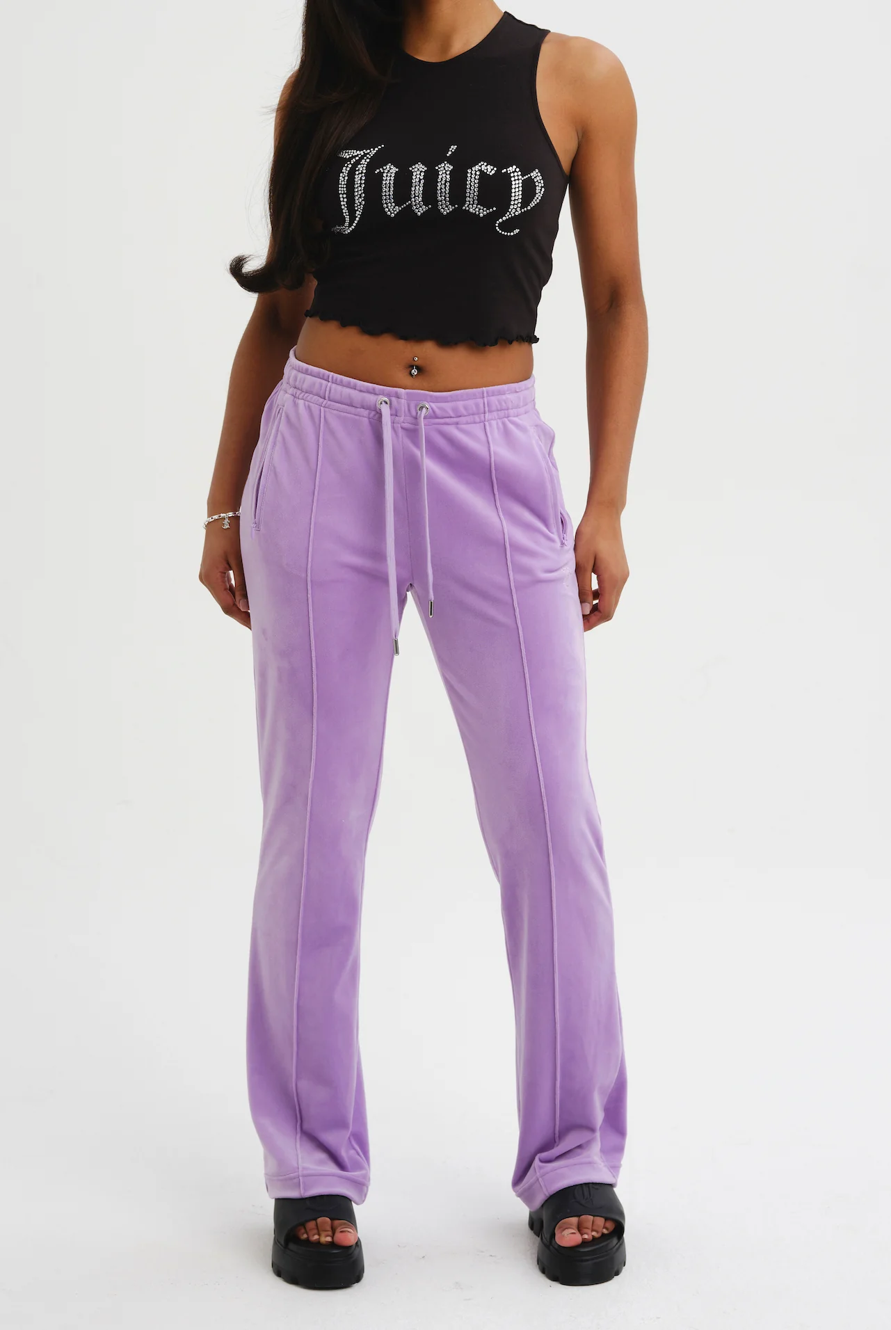 Pantaloni Tina Lilla con maxi logo strass - Image 5