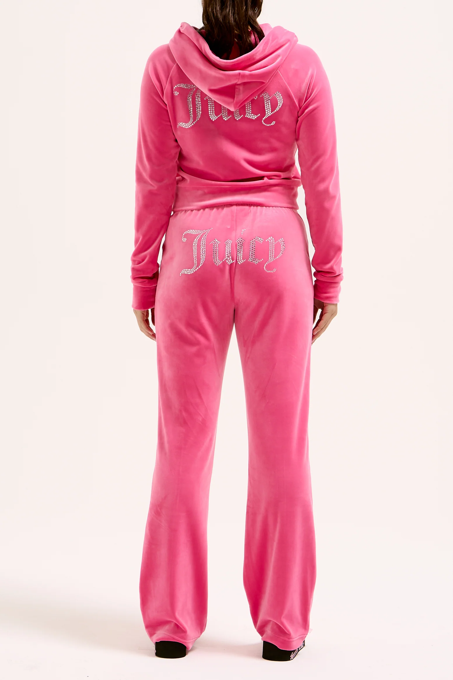 Pantaloni Tina Rosa lampone con maxi logo strass - Image 6