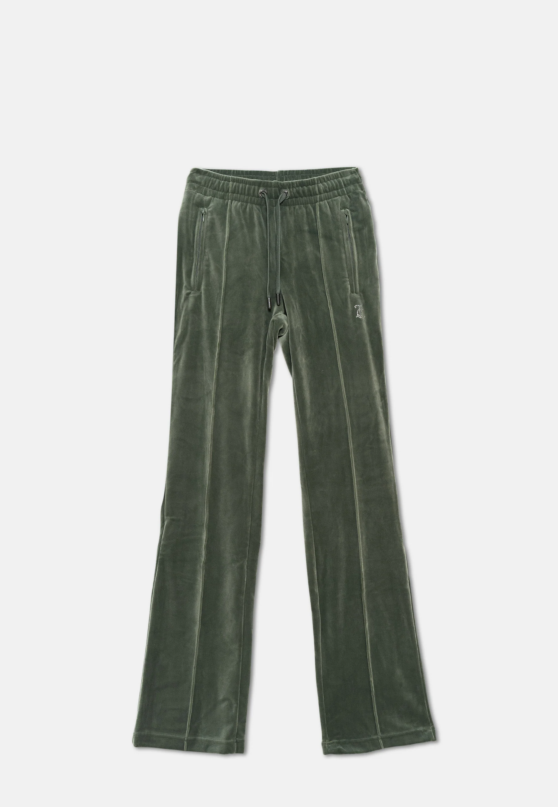Pantaloni Tina Verde foresta con maxi logo strass