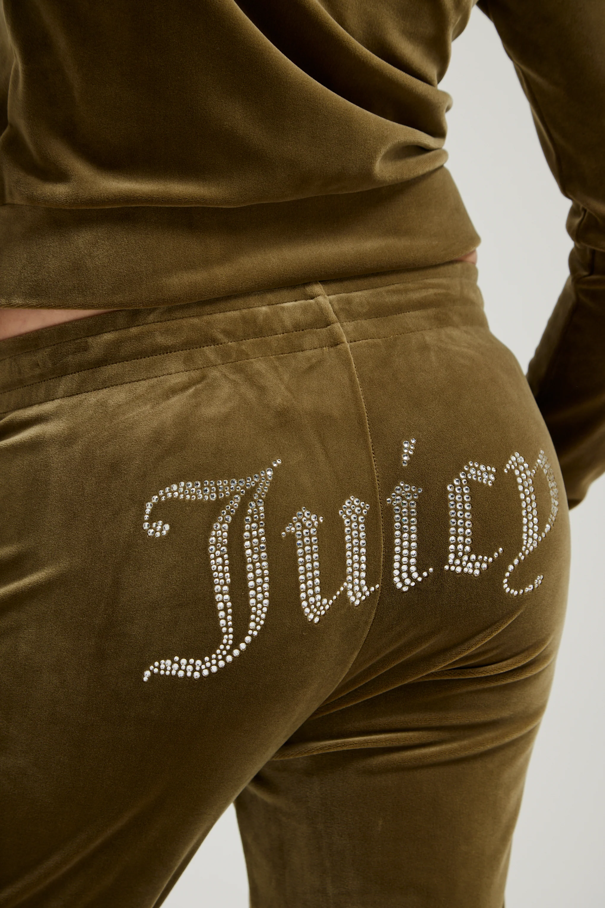 Pantaloni Tina Verde oliva con maxi logo strass - Image 4