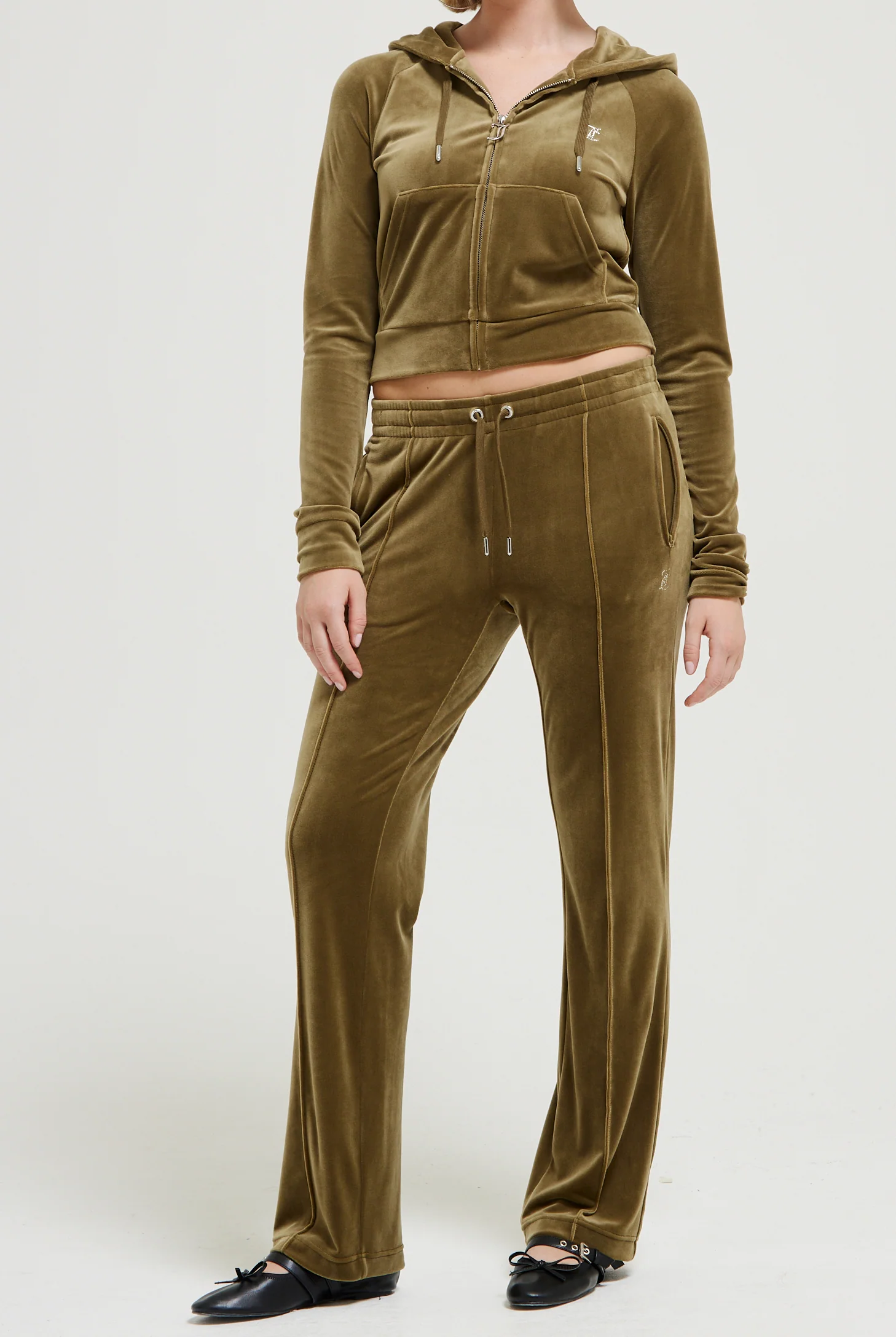Pantaloni Tina Verde oliva con maxi logo strass - Image 5