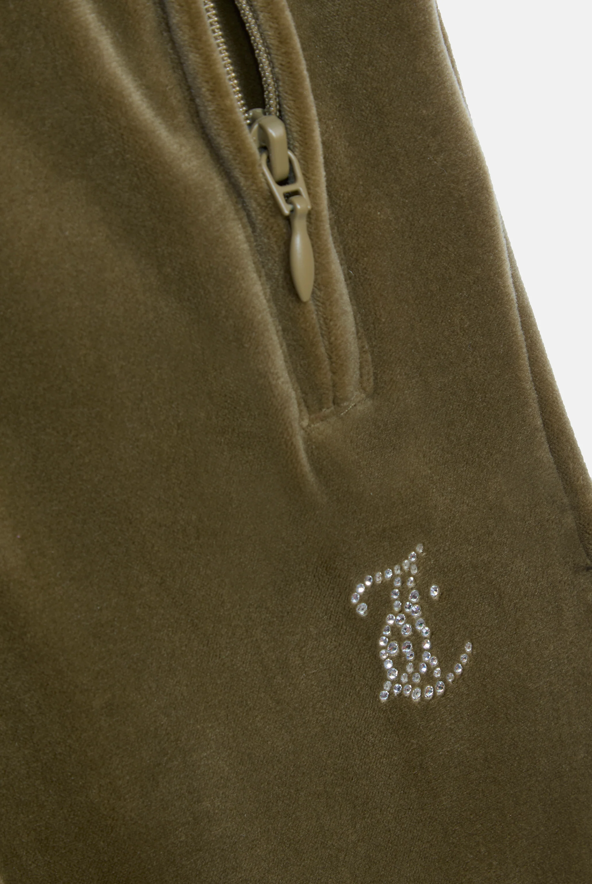 Pantaloni Tina Verde oliva con maxi logo strass - Image 7