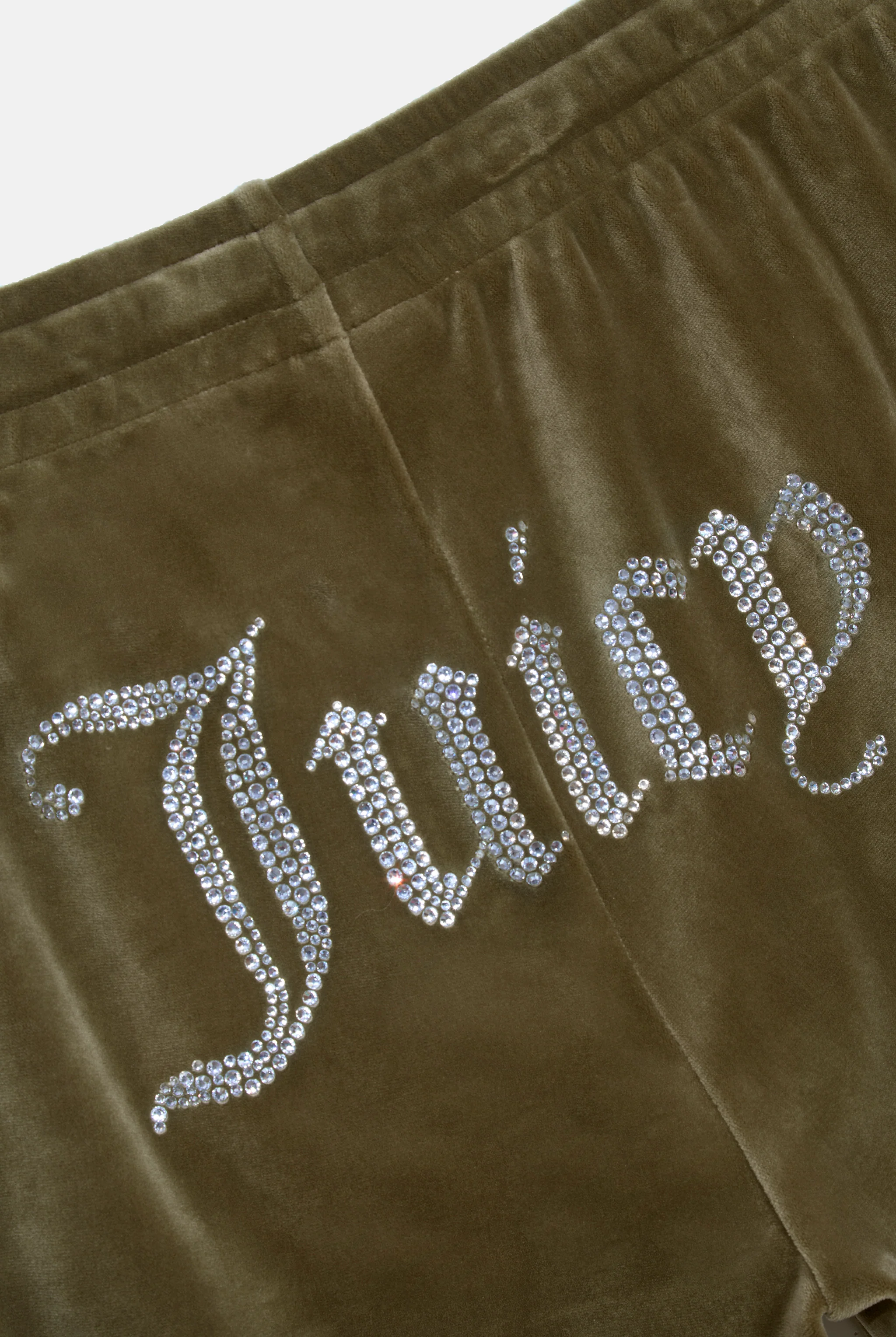 Pantaloni Tina Verde oliva con maxi logo strass - Image 8
