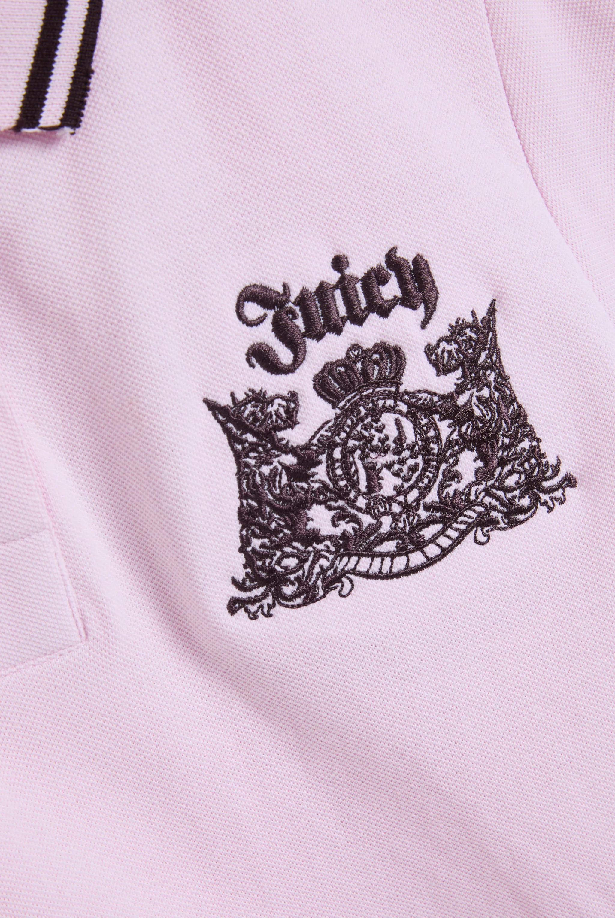 Polo Juicy a maniche a sbuffo in jersey piqué aderente con stemma cane Juicy ricamato colore rosa - Image 6