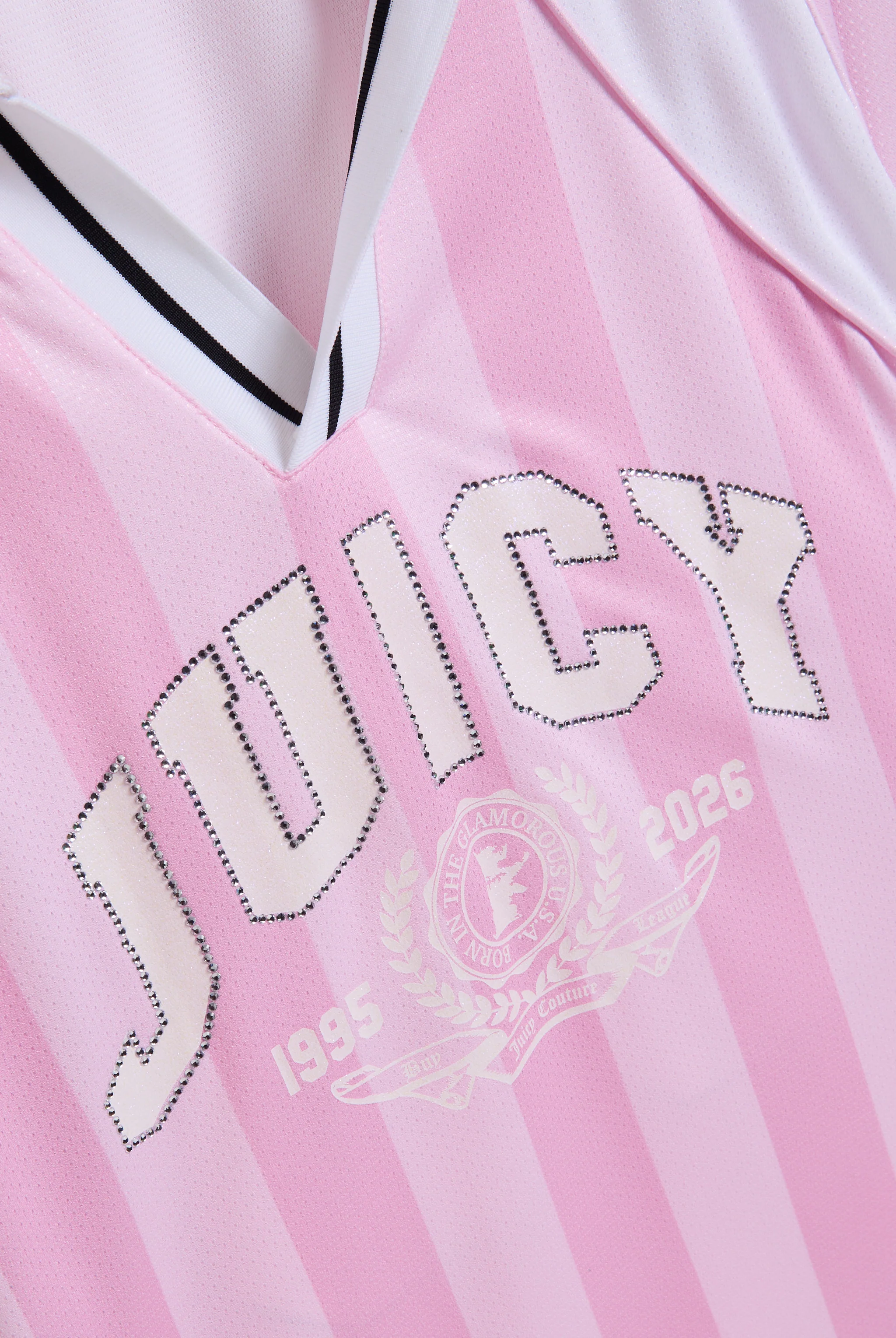 Polo Juicy in jersey con righe verticali, logo frontale e colletto a contrasto colore Rosa - Image 3