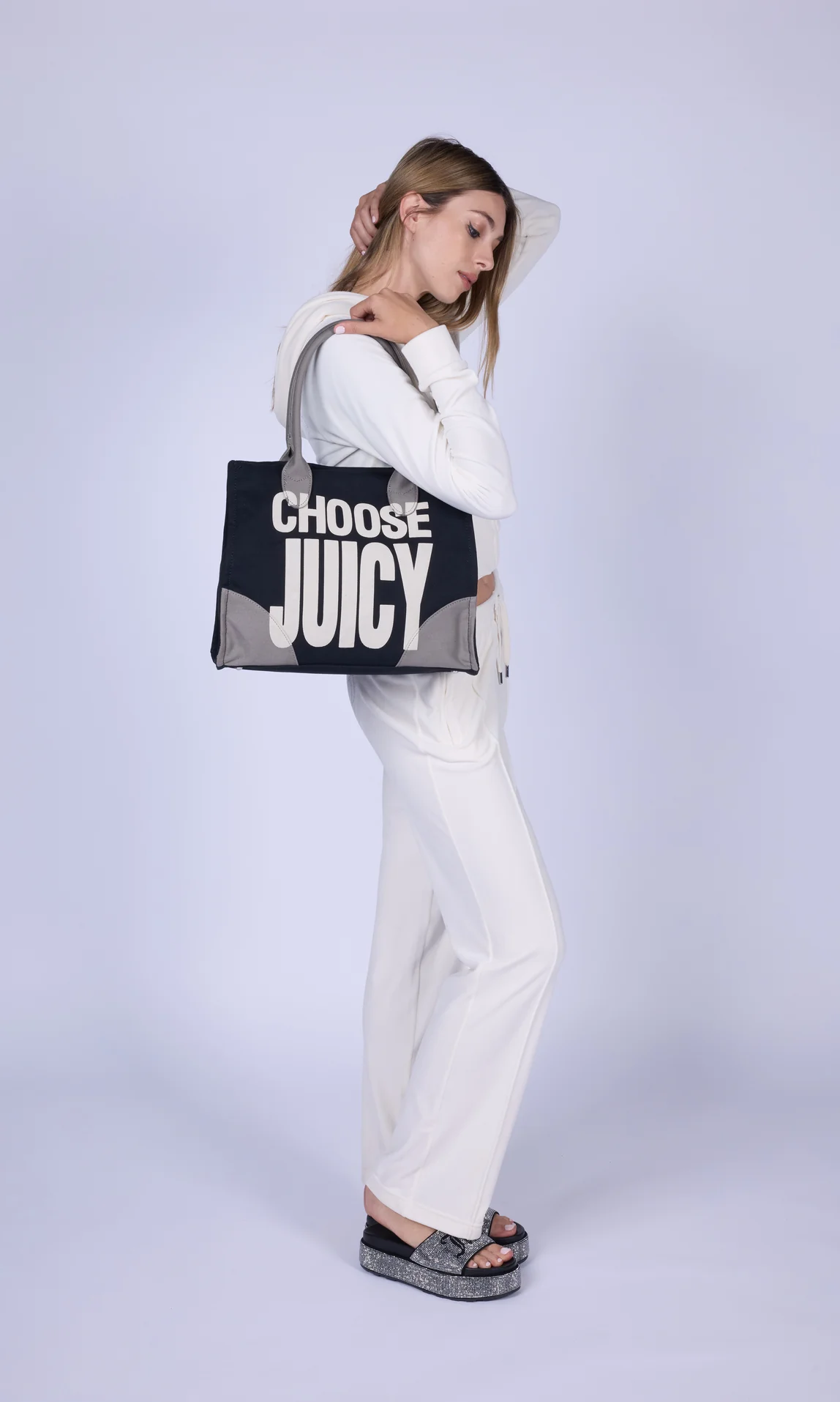 Shopper Iris Plastisol Nera in cotone - Image 3