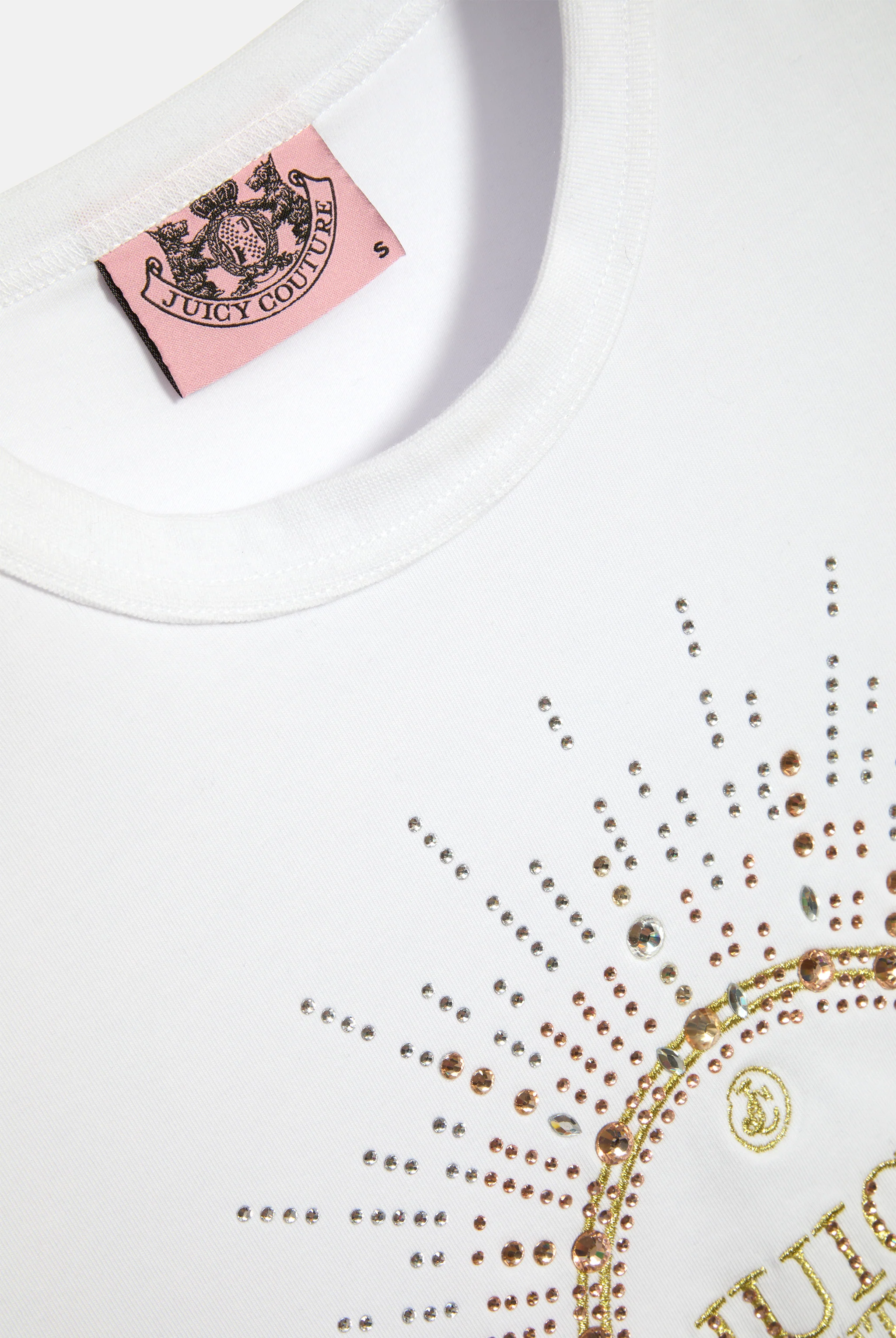 T-Shirt Cotton Bianca logo strass Heritage Crown - Image 5
