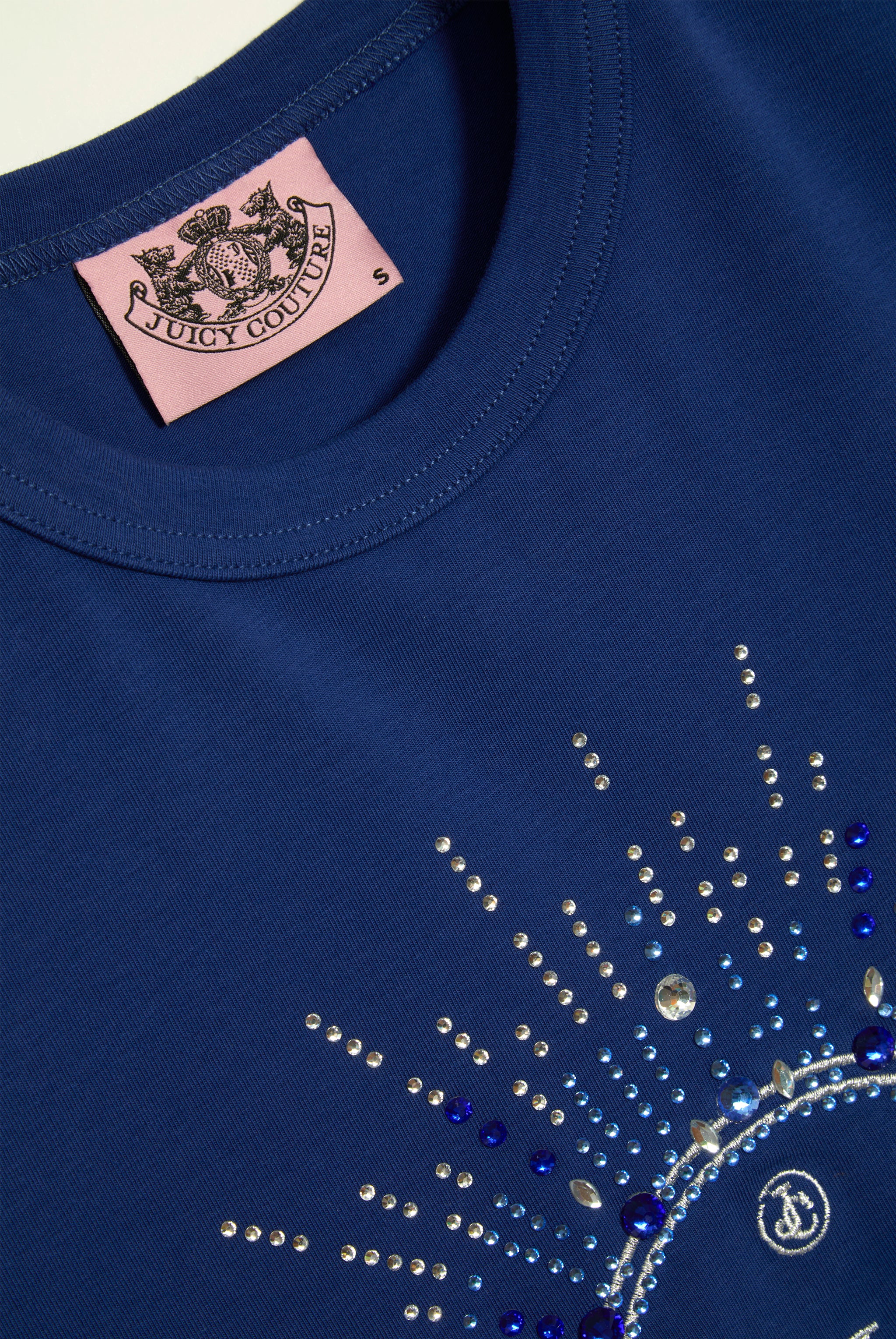 T-Shirt Cotton Blu Royal logo strass Heritage Crown - Image 5