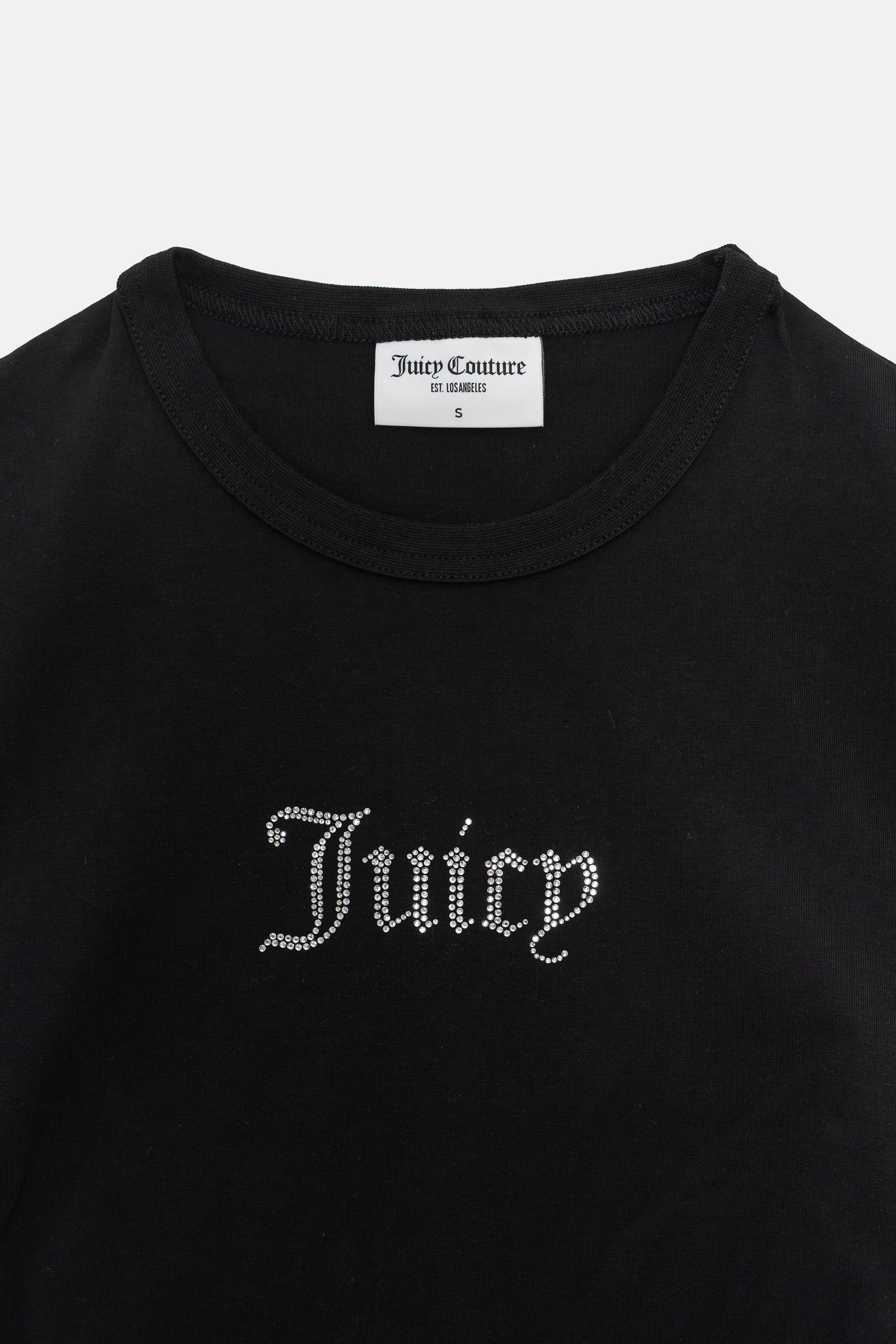 T-shirt Juicy aderente e arricciata con logo Juicy in strass colore Nero - Image 2