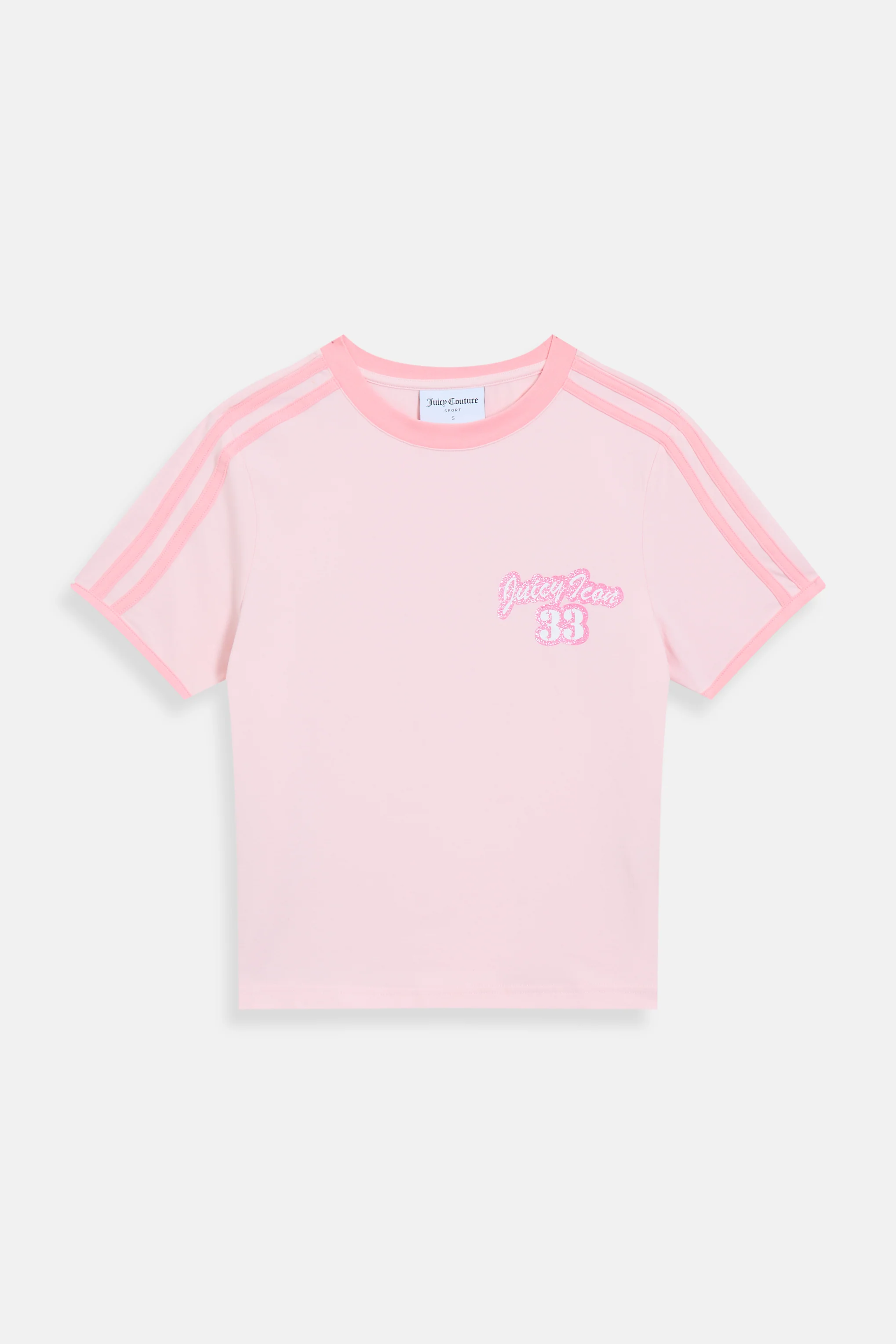 T-shirt Juicy in jersey con bande sulle spalle e stampa logo frontale colore Rosa