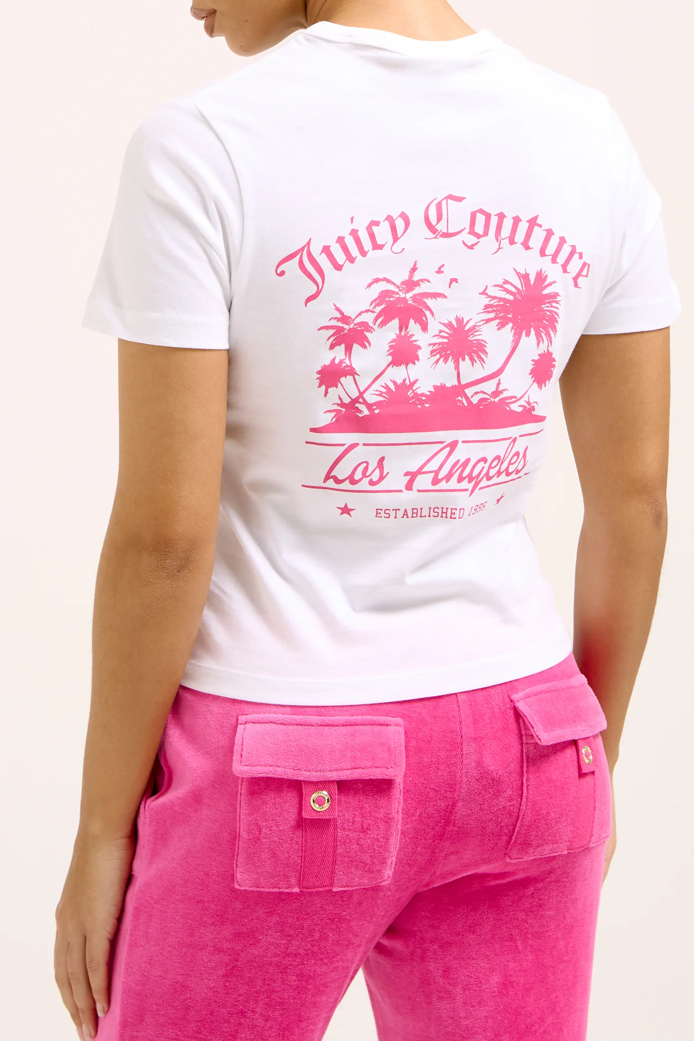 T-Shirt La Beach Bianca con maxi logo sul retro - Image 4