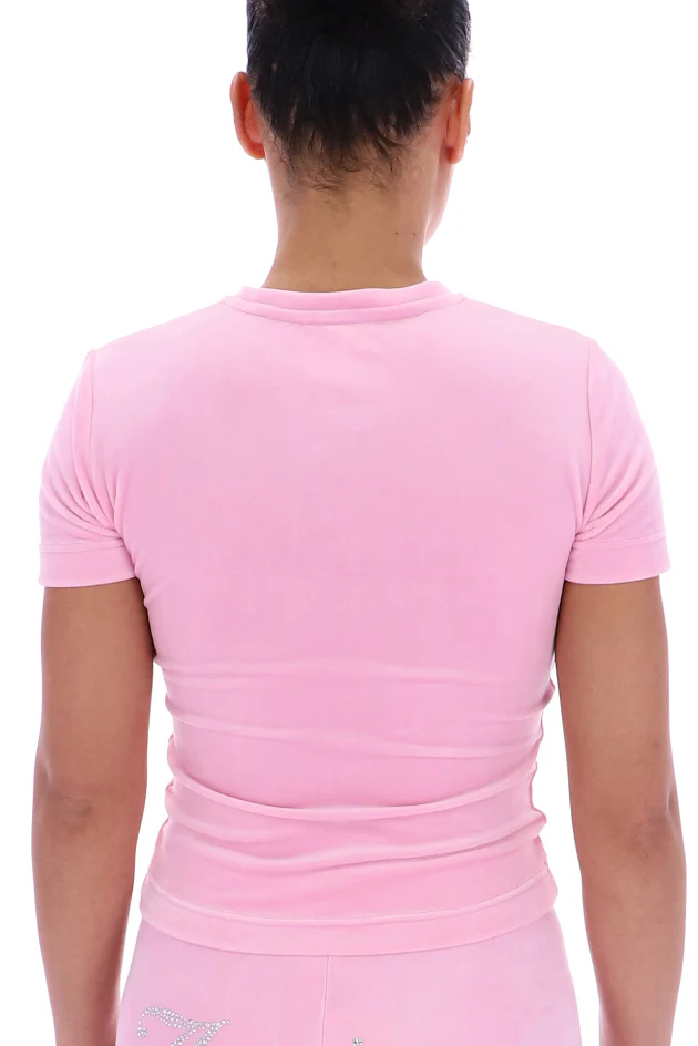 T-Shirt Taylor Rosa confetto con logo strass - Image 4