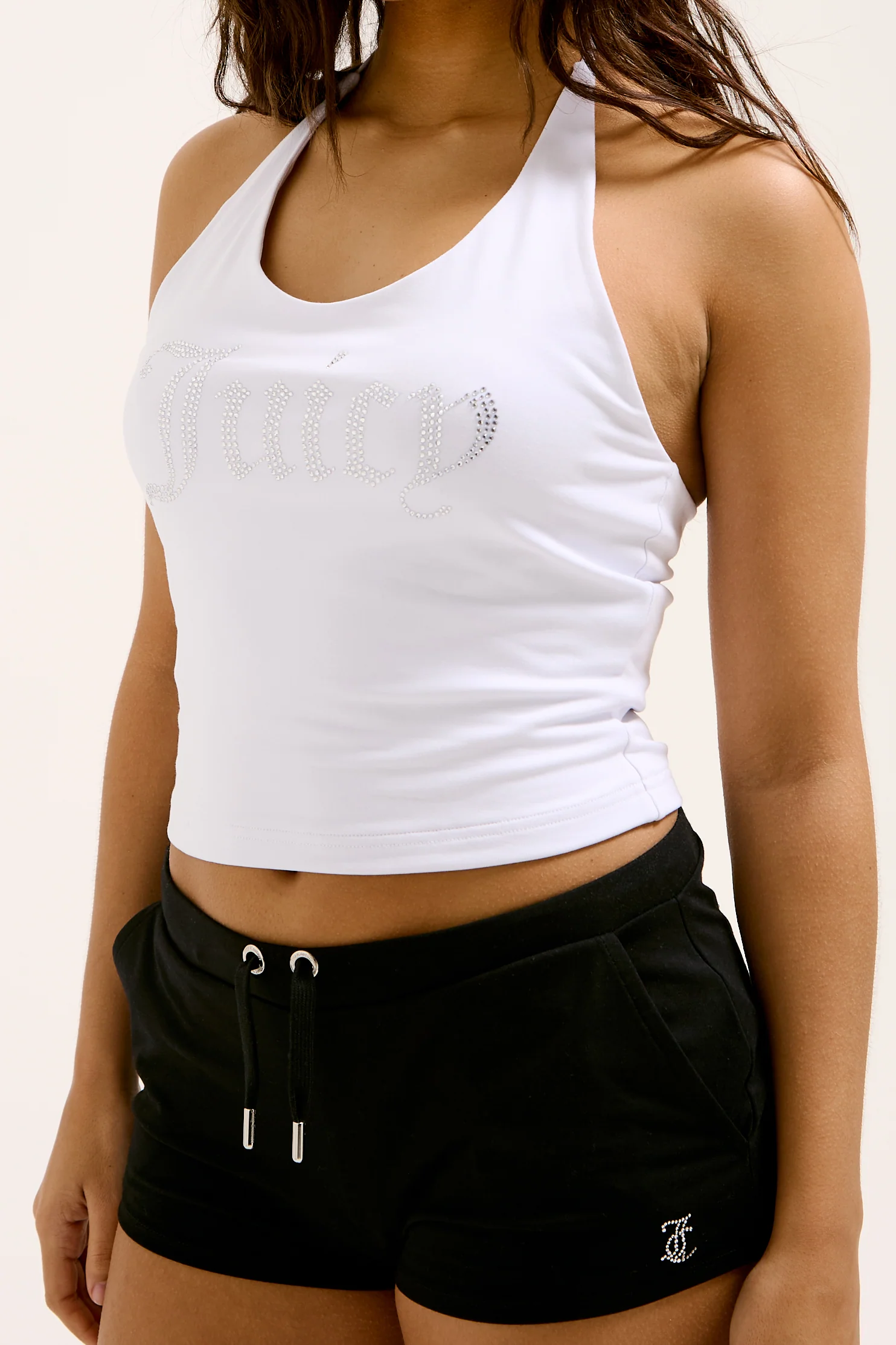 Top Halter Bianco con maxi logo strass - Image 3