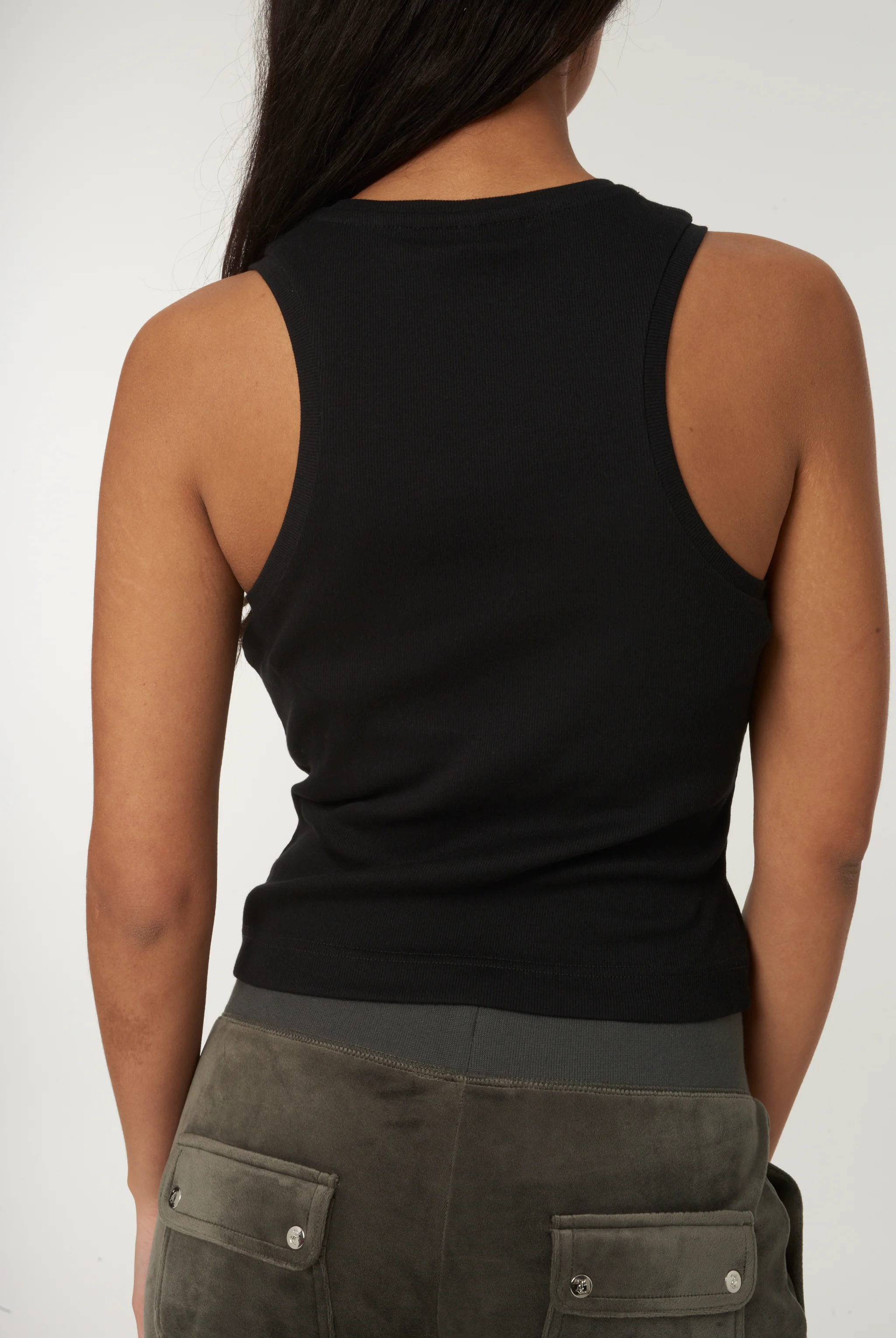 Top Juicy Couture in jersey a costine con logo ricamato colore Nero - Image 2