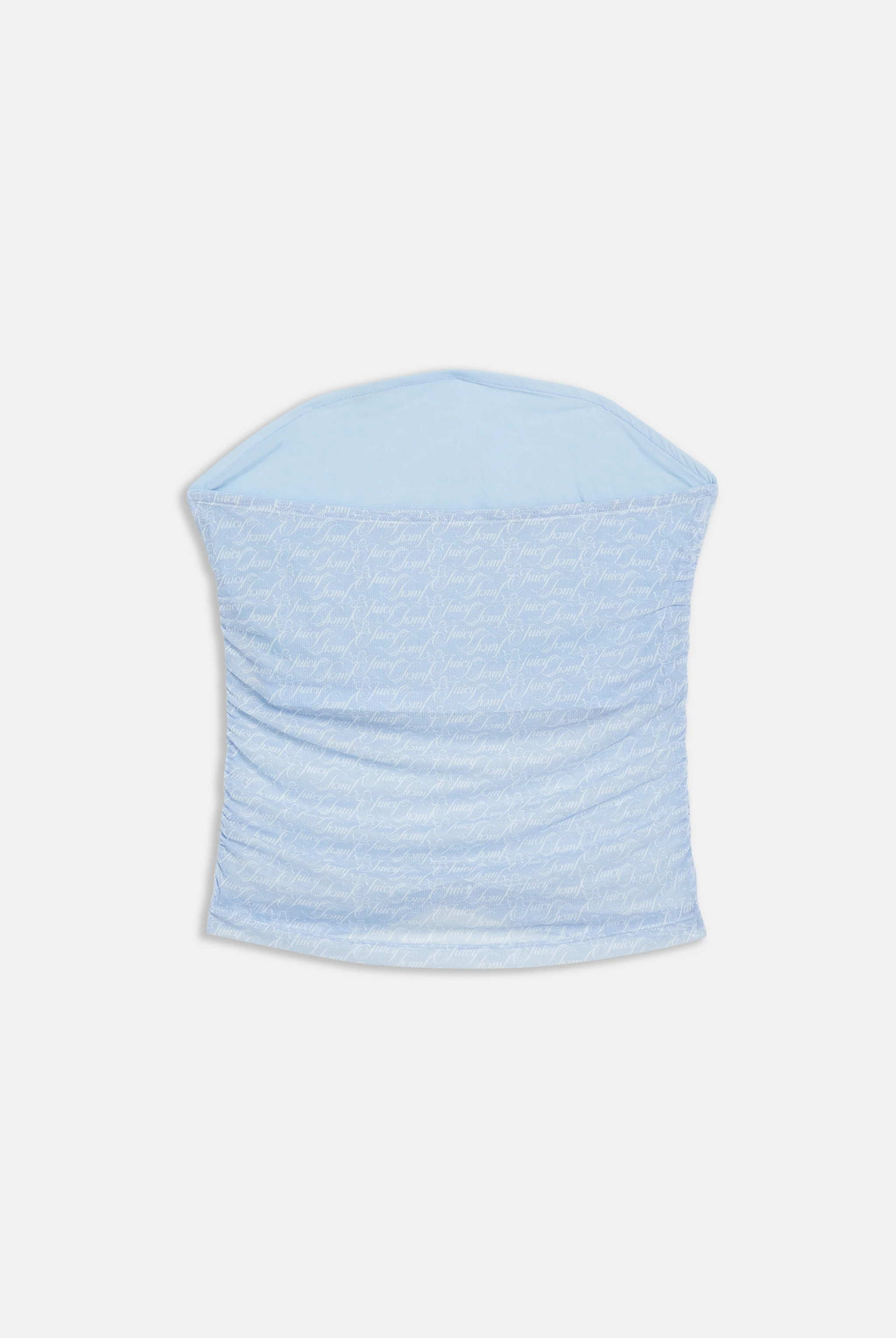 Top Juicy senza spalline in mesh stampato con motivo logo all over colore Azzurro - Image 2