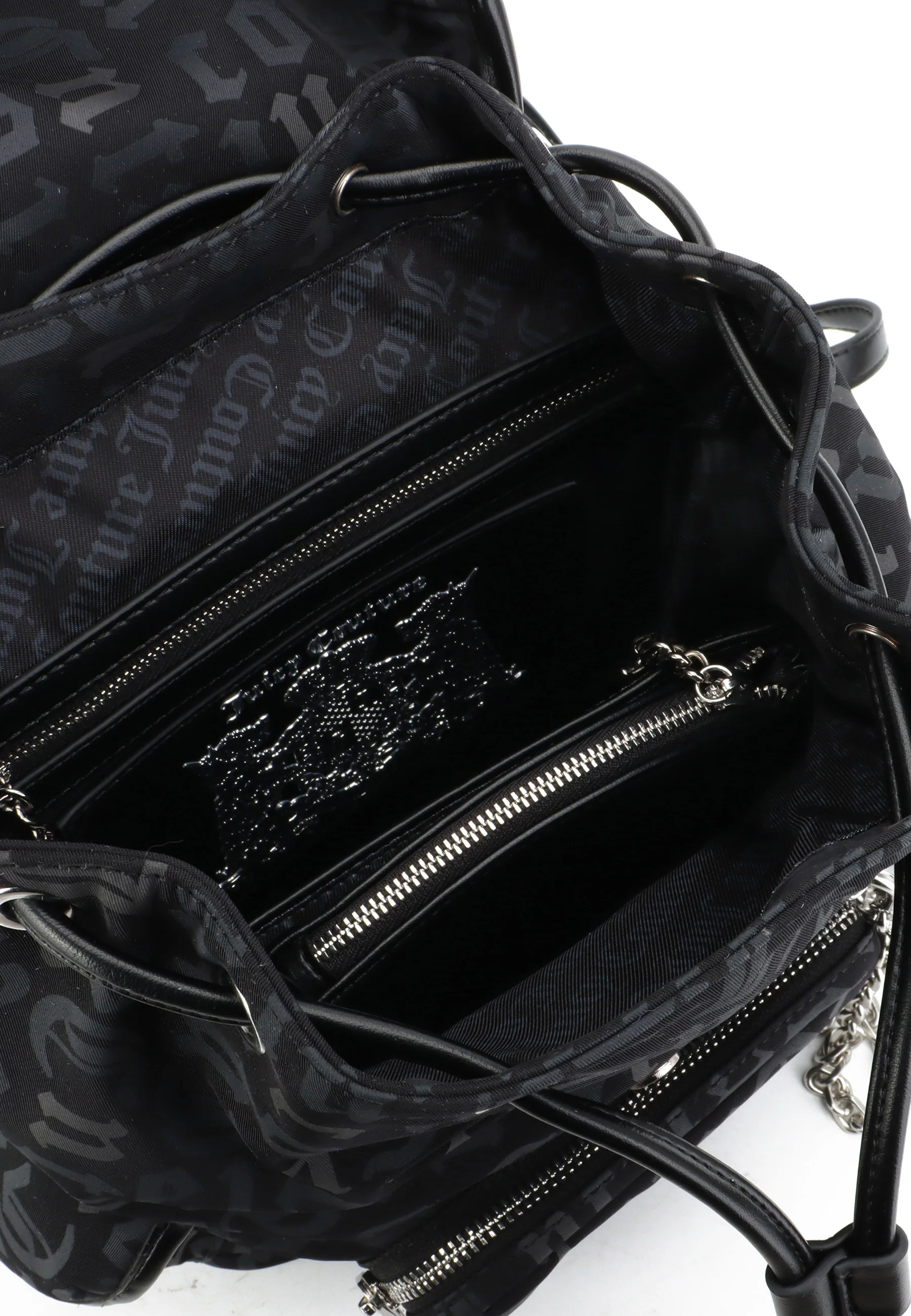Zaino Carol con stampa monogram e catena con charm colore Nero - Image 3