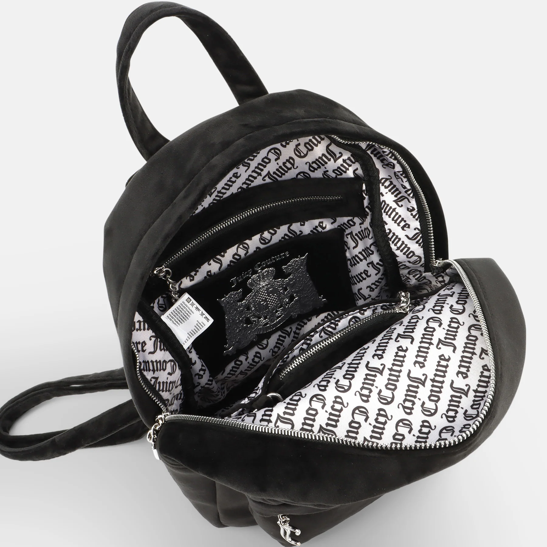 Zaino Kimberly in velluto con logo in strass colore Nero - Image 3